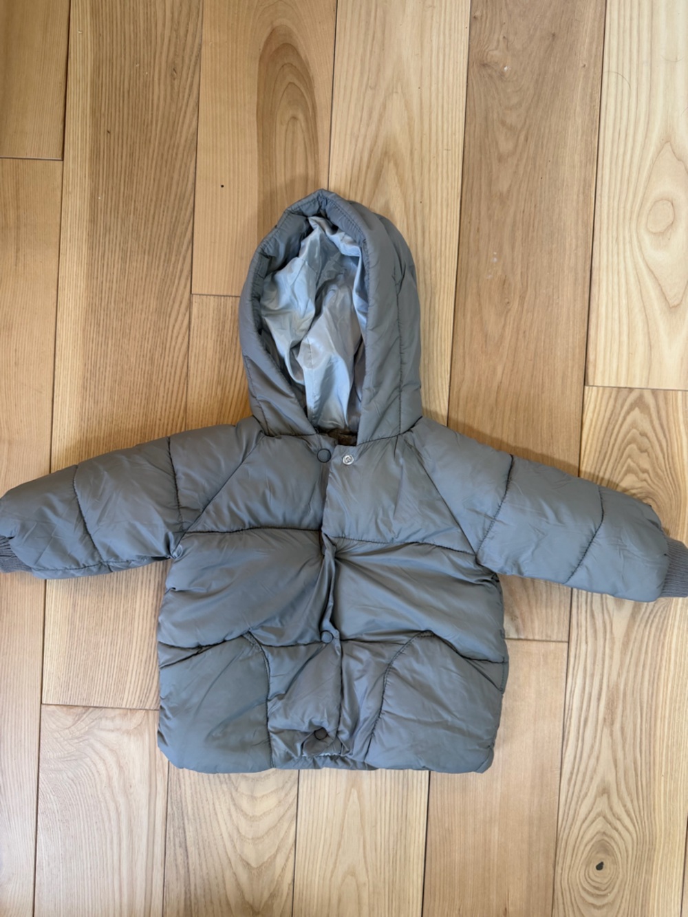 Gray Hooded Puffer Jacket